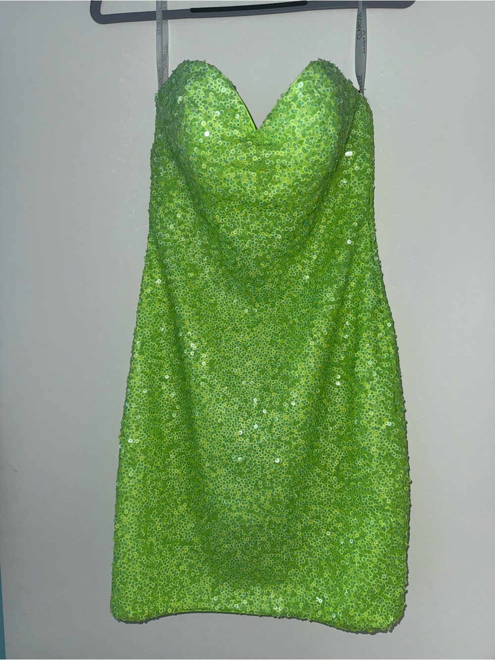 Clarissa Neon Lime Sequin Mini Dress - Picture 3 of 5